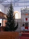 der Weihnachtsbaum in Mackenrode ist besonders groß, hier gibt es eine routinierte D-Organistin und einen Schüler, der aber in diesem Jahr noch nicht eingreifen will (Foto: Norbert Patzelt)