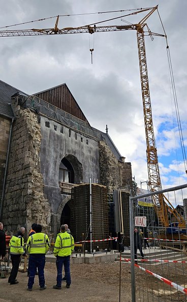 Foto der Bauarbeiten am Turm im März 2024 (Foto: R. Englert)